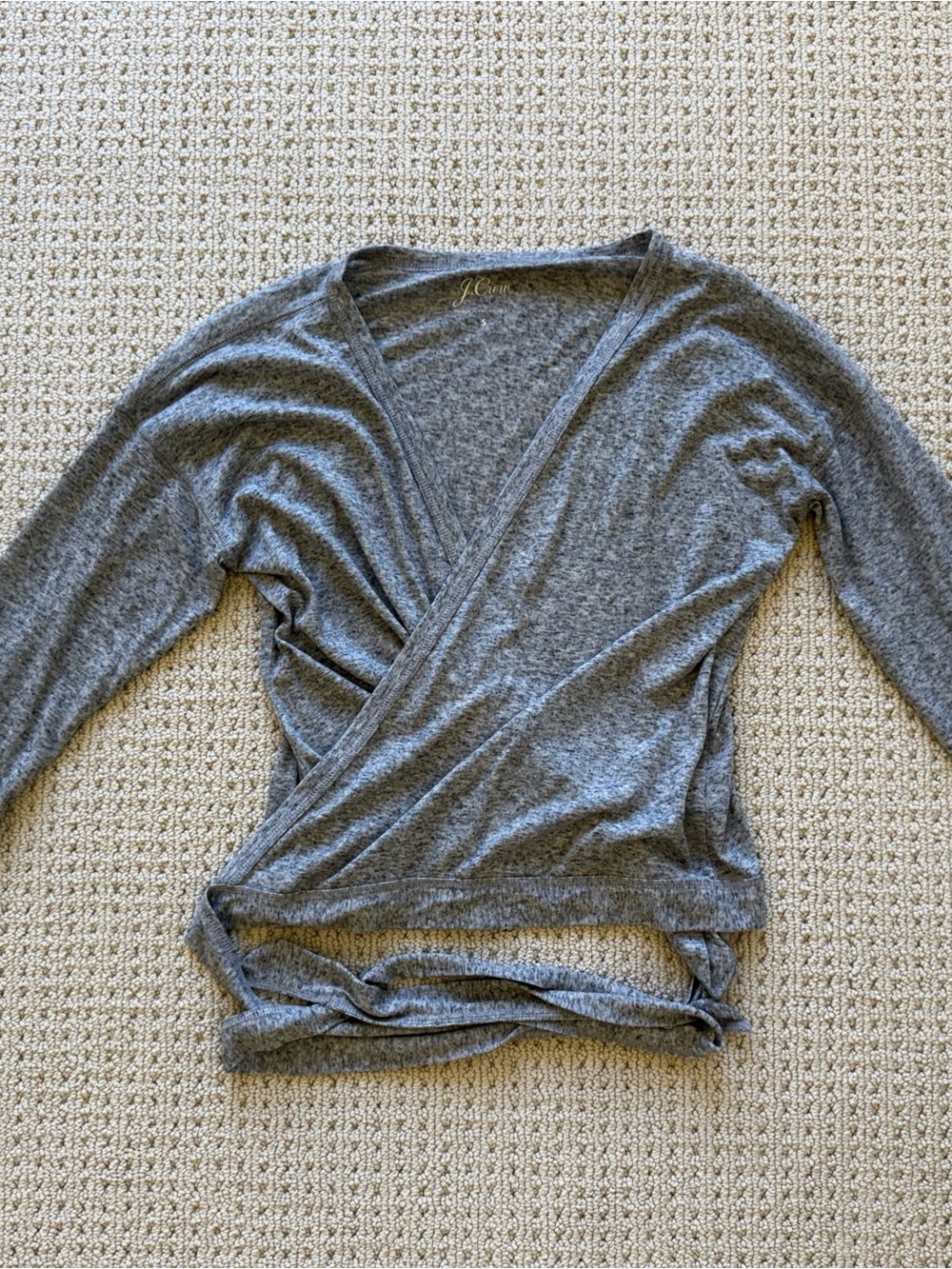 J. Crew Gray Wrap-Front Long-Sleeve Top